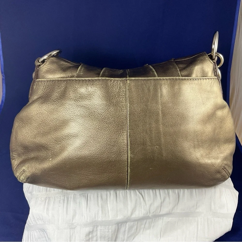 Coach Metallic Leather Hobo Shoulder Bag | Gold Bronz - Picture 9 of 16